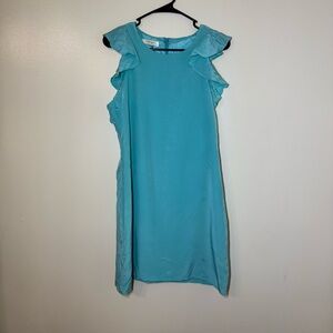 Britt Ryan Turquoise Ruffle Sleeve Mini Dress